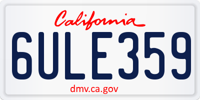 CA license plate 6ULE359