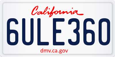 CA license plate 6ULE360