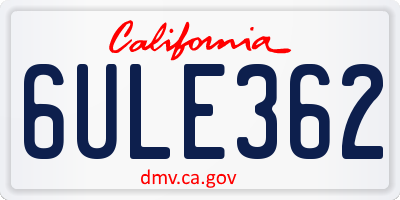 CA license plate 6ULE362