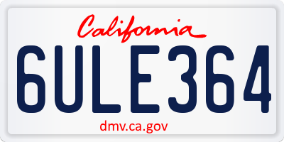 CA license plate 6ULE364