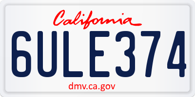 CA license plate 6ULE374