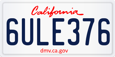 CA license plate 6ULE376