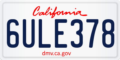 CA license plate 6ULE378