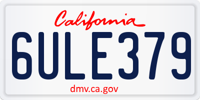 CA license plate 6ULE379