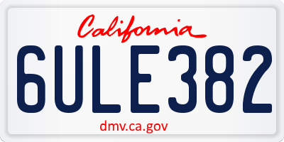 CA license plate 6ULE382