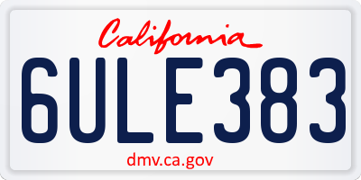 CA license plate 6ULE383