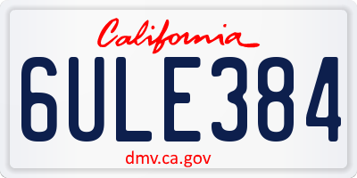 CA license plate 6ULE384