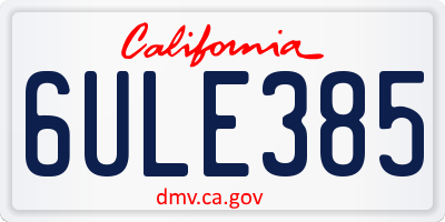 CA license plate 6ULE385