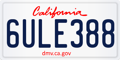 CA license plate 6ULE388