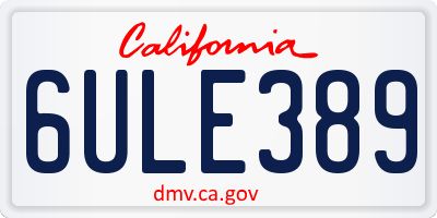 CA license plate 6ULE389