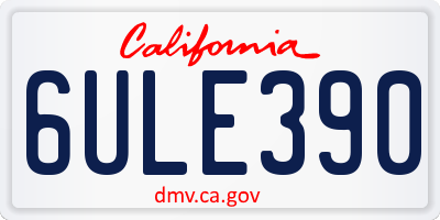 CA license plate 6ULE390