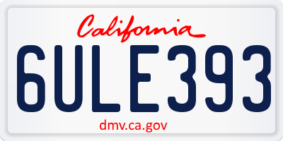 CA license plate 6ULE393