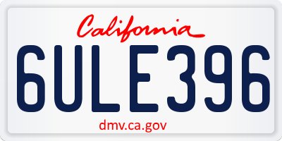 CA license plate 6ULE396