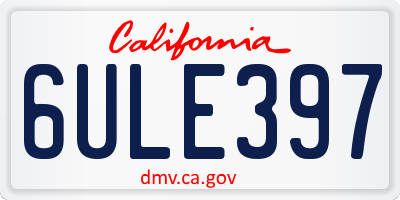 CA license plate 6ULE397