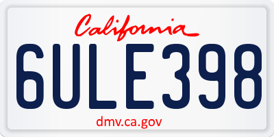 CA license plate 6ULE398