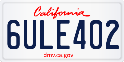 CA license plate 6ULE402