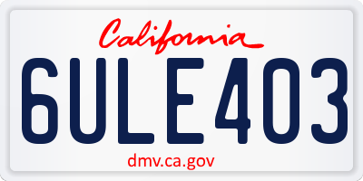 CA license plate 6ULE403