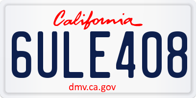 CA license plate 6ULE408