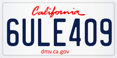 CA license plate 6ULE409