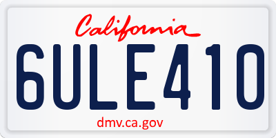 CA license plate 6ULE410