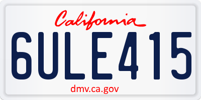 CA license plate 6ULE415