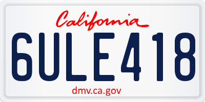 CA license plate 6ULE418