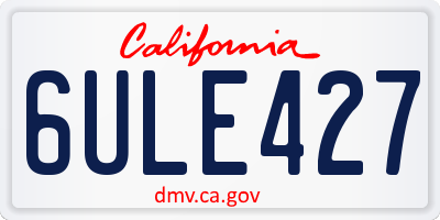 CA license plate 6ULE427