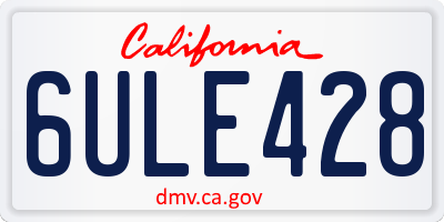 CA license plate 6ULE428
