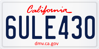 CA license plate 6ULE430