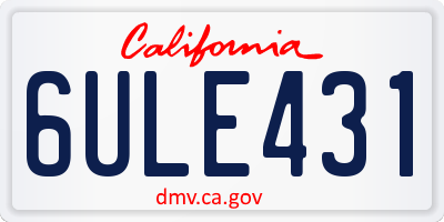 CA license plate 6ULE431