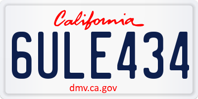 CA license plate 6ULE434