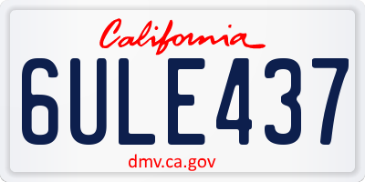 CA license plate 6ULE437