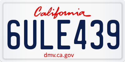 CA license plate 6ULE439