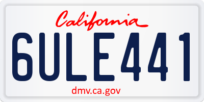 CA license plate 6ULE441