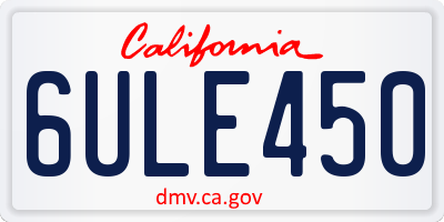 CA license plate 6ULE450