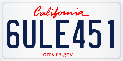 CA license plate 6ULE451