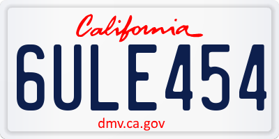 CA license plate 6ULE454