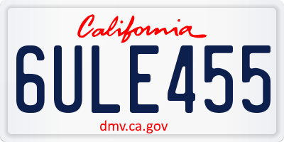 CA license plate 6ULE455