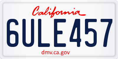CA license plate 6ULE457