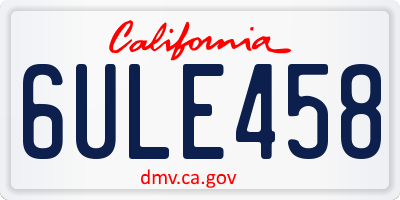 CA license plate 6ULE458
