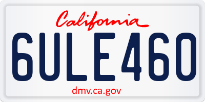 CA license plate 6ULE460