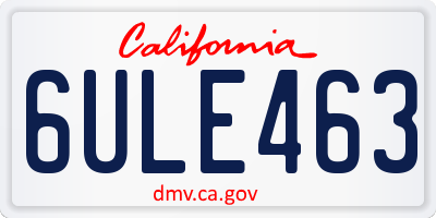CA license plate 6ULE463