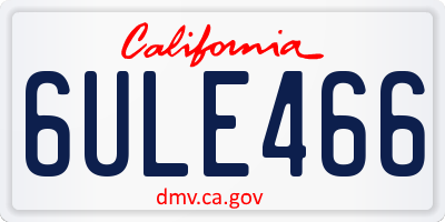 CA license plate 6ULE466