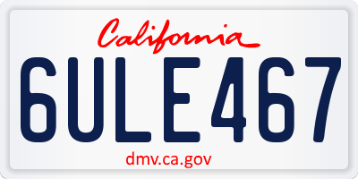 CA license plate 6ULE467