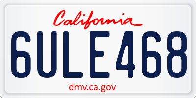 CA license plate 6ULE468