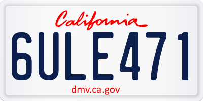 CA license plate 6ULE471