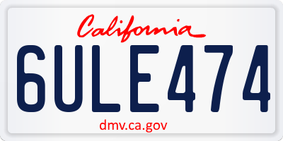 CA license plate 6ULE474