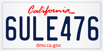 CA license plate 6ULE476