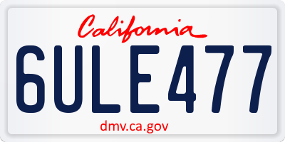 CA license plate 6ULE477