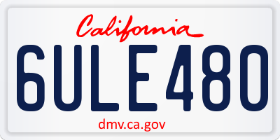 CA license plate 6ULE480